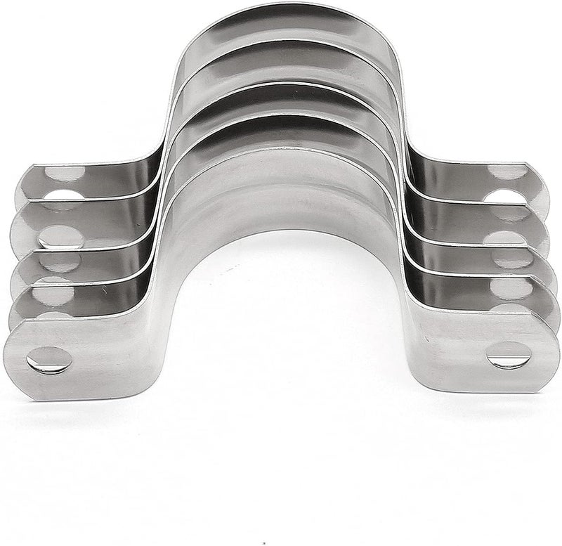 Jersvimc 16Pcs 1 1/4 Inch Stainless Steel Conduit Clamps, Two Hole Strap U Bracket Rigid Pipe Strap Metal U Clamp Conduit Strap Tension Clips U-tube Clamp Heavy Duty - Image 5